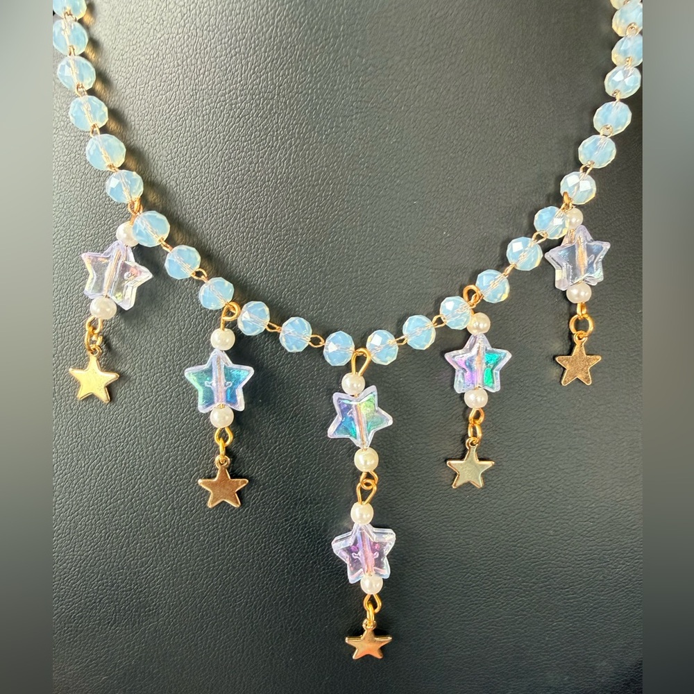 Handmade choker Charm Necklace with Gold Accents